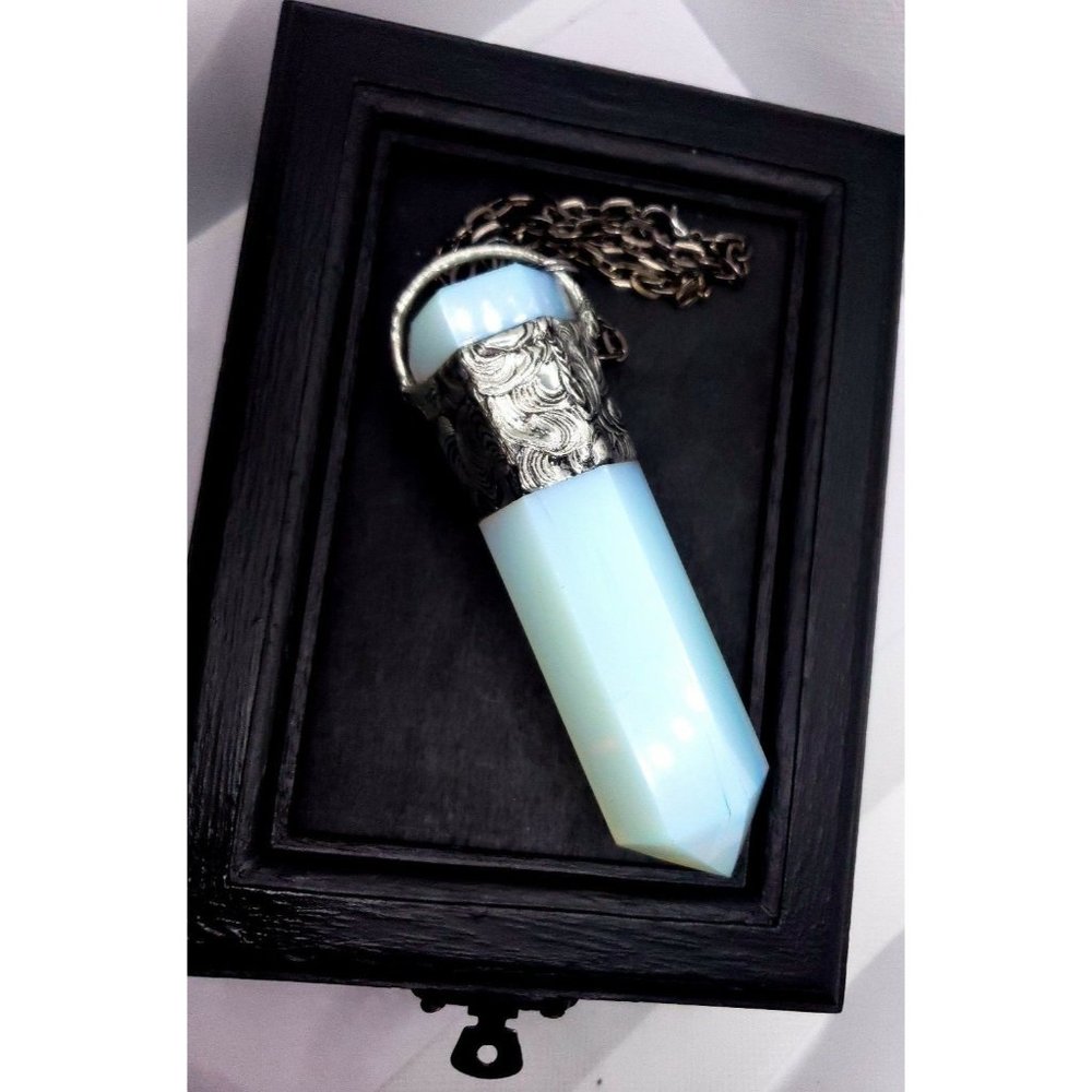 Huge Opalite Tower Statement Necklace Gothic Fant… - image 7